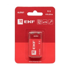 Алкалиновая батарейка типа 9V(6LR61) блистер 1шт. EKF 9V-BL1