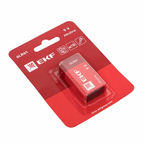 Алкалиновая батарейка типа 9V(6LR61) блистер 1шт. EKF 9V-BL1