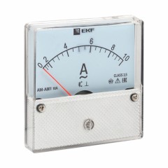 Амперметр AMA-801 аналоговый на панель (80х80) круглый вырез 10А прямое подключение EKF ama-801-10