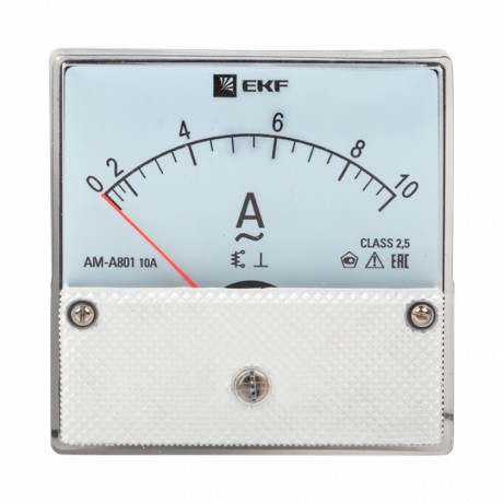 Амперметр AMA-801 аналоговый на панель (80х80) круглый вырез 10А прямое подключение EKF ama-801-10