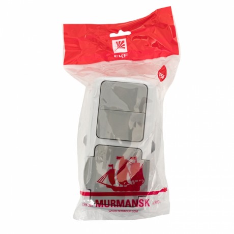 Мурманск Блок розетка 1-м 16А с заземлением с крышкой + 2-кл выключатель IP54 серый EKF EFRV16-052-30-540