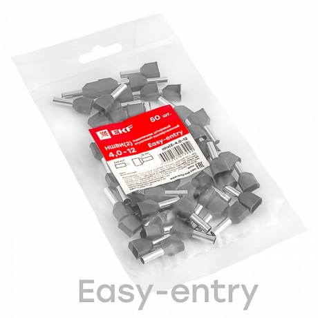 Наконечник штыревой втулочный изолированный НШвИ(2) 4-12 (50шт.) EKF PROxima nhvi2-4.0-12