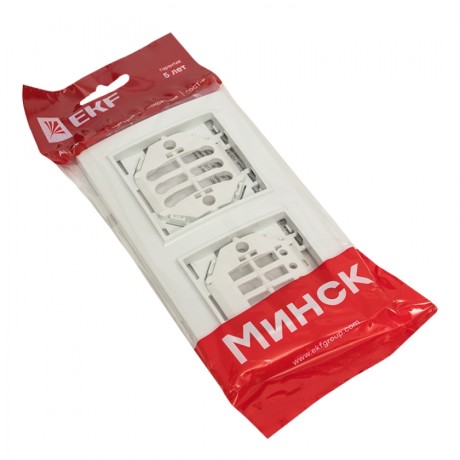 Минск Рамка 2-местная горизонтальная белая EKF Basic ERM-G-302-10