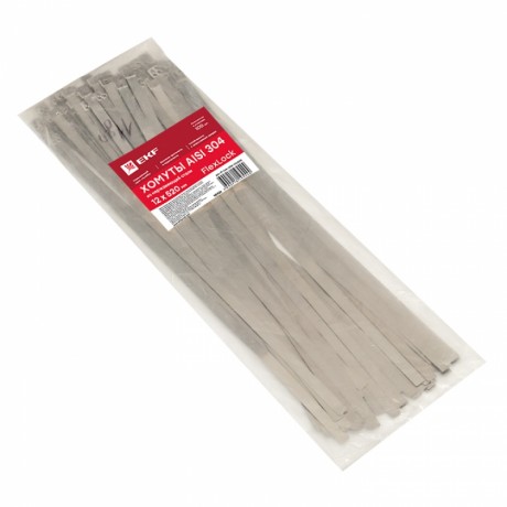 Хомут AISI 304 из нержавеющей стали, 12x520 (100 шт.) FlexLock PROxima plc-fl-tss-304-12x520
