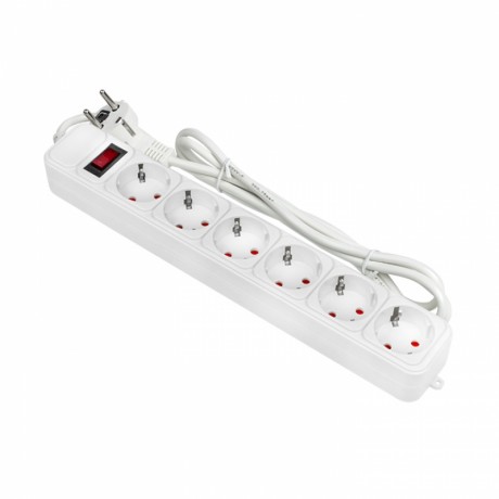 Сетевой фильтр 6*1,8м 10А/2,2кВт с выкл. c/з ПВС 3х0,75 Блокбастер EKF PROxima UFP10-375-6-018