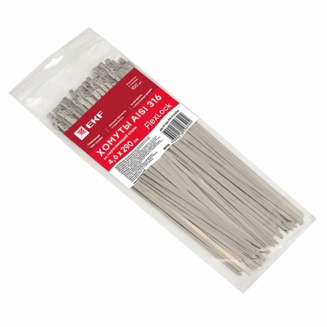 Хомут AISI 316 из нержавеющей стали, 4.6x290 (100 шт.) FlexLock PROxima plc-fl-tss-316-4.6x290