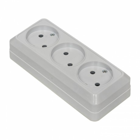 Рим Розетка 3-местная 10А без заземления белая EKF ENR10-202-10