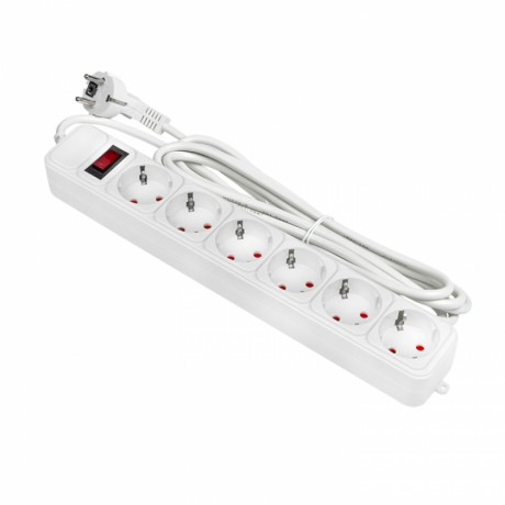 Сетевой фильтр 6*3м 16А/3,2кВт с выкл. c/з ПВС 3х1,0 Блокбастер XL EKF PROxima UFA16-310-6-03