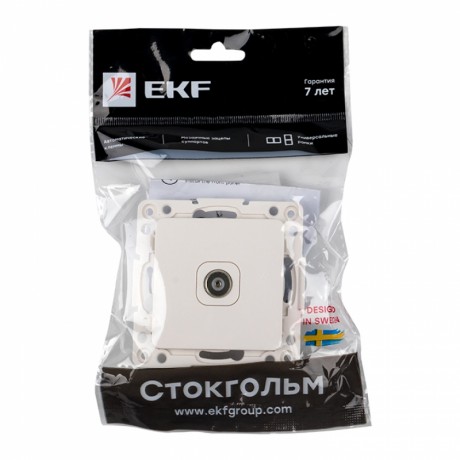 Стокгольм Механизм Розетки TV 1-местной 75Ом 5-862МГц белый EKF PROxima EYA00-027-10