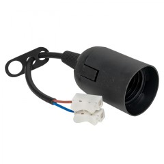 Патрон Е27 подвесной с клеммной колодкой пласт чер. индивидуальный пакет EKF LHP-E27-b-p