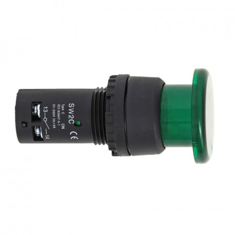 Кнопка SW2C-MD зеленая с подсветкой NO 24В Грибок EKF PROxima sw2c-md-gg-24