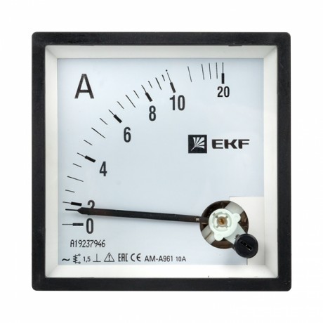 Амперметр AMA-961 аналоговый на панель (96х96) квадратный вырез 10А прямое подкл. EKF ama-961-10