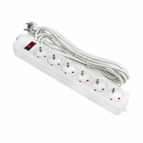 Сетевой фильтр 6*5м 10А/2,2кВт с выкл. c/з ПВС 3х0,75 Блокбастер EKF PROxima UFP10-375-6-05