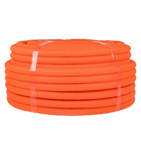 Труба гофр. ПНД тяжелая с протяжкой d25 мм (50 м) оранжевая EKF-Plast tpnd-25-to