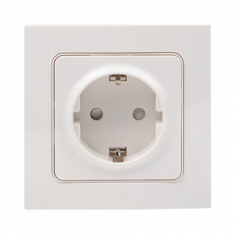 Стокгольм Розетка 1-местная с/з 16А белая с защ. штор. EKF PROxima EXR16-028-10