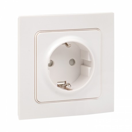 Стокгольм Розетка 1-местная с/з 16А белая с защ. штор. EKF PROxima EXR16-028-10