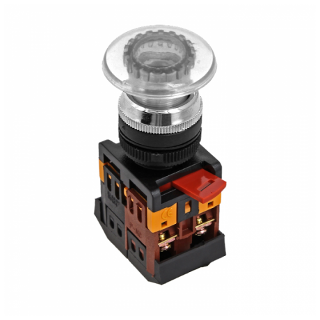 Кнопка AELA-22 белая с подсветкой NO+NC 380В Грибок EKF PROxima pbn-aela-1w-380