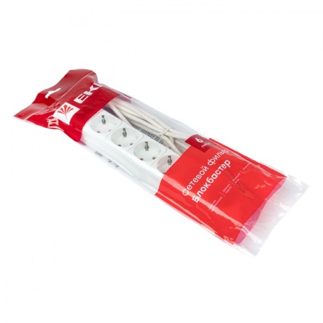 Сетевой фильтр 6*3м 10А/2,2 кВт с выкл. c/з ПВС 3х0,75 Блокбастер EKF PROxima UFP10-375-6-03